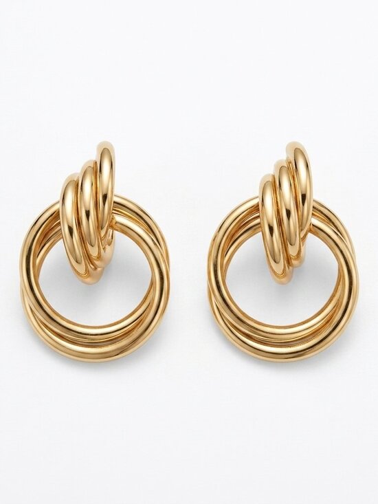 Josslyn Jewelry - Gold Hoop Link Drop Earrings